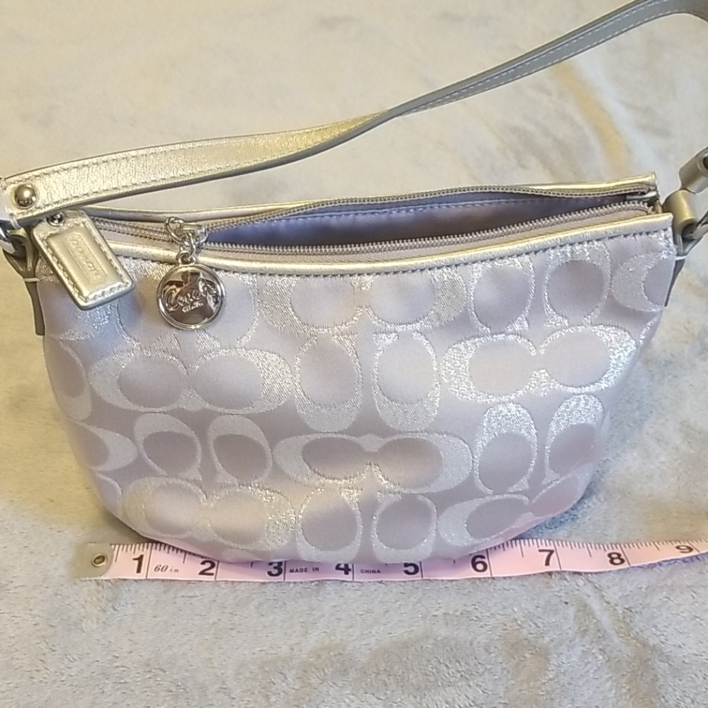 Coach Canvas Purse Wristlet Silver Gray
